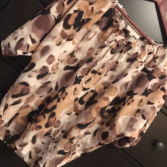 LOFT Semi Sheer Leopard Print Blouse - Size Small - Picture 6 of 8